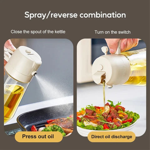 2 in 1 Olive Oil Dispenser Oil Spray Bottle Automatic Dispenser 470ML