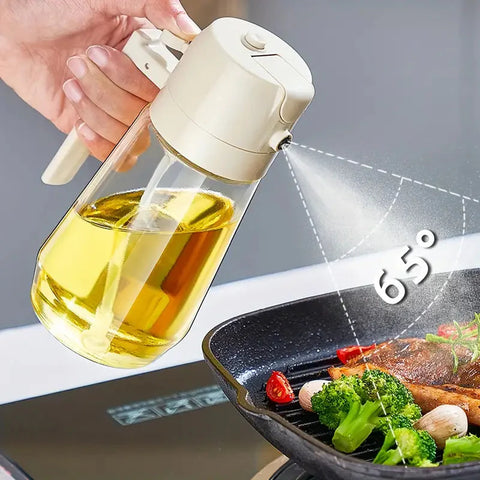 2 in 1 Olive Oil Dispenser Oil Spray Bottle Automatic Dispenser 470ML