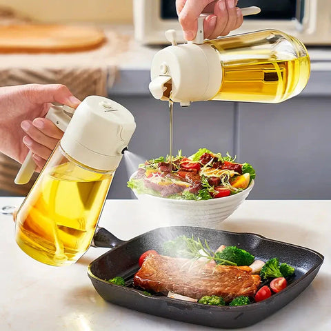 2 in 1 Olive Oil Dispenser Oil Spray Bottle Automatic Dispenser 470ML