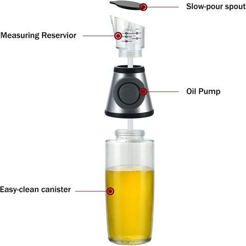 Kitchen Oil Dispenser Bottle, Press and Measure Oil