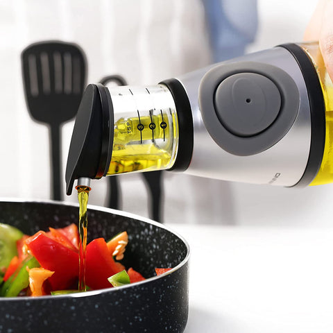 Kitchen Oil Dispenser Bottle, Press and Measure Oil