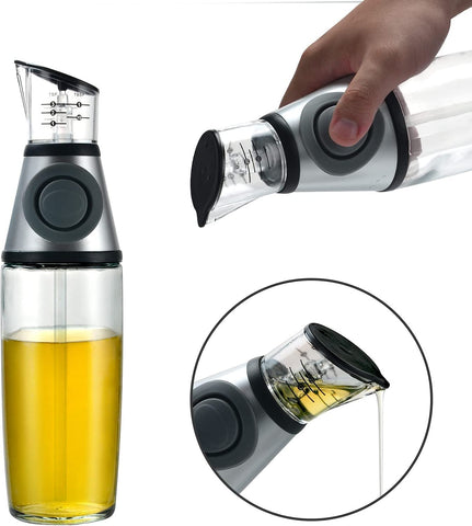 Kitchen Oil Dispenser Bottle, Press and Measure Oil