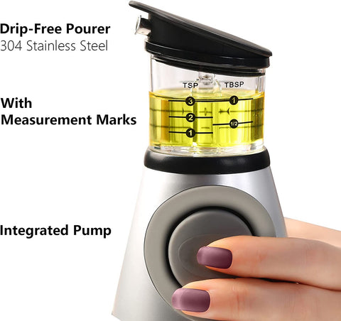 Kitchen Oil Dispenser Bottle, Press and Measure Oil