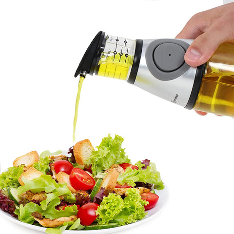 Kitchen Oil Dispenser Bottle, Press and Measure Oil