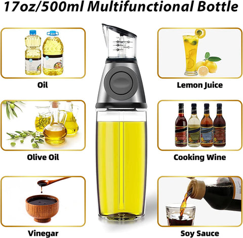 Kitchen Oil Dispenser Bottle, Press and Measure Oil