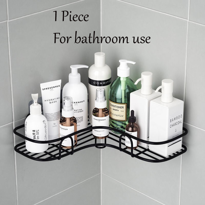 Bathroom Kitchen Room Metal Corner Shelf Organizer With Adhesive Stickers